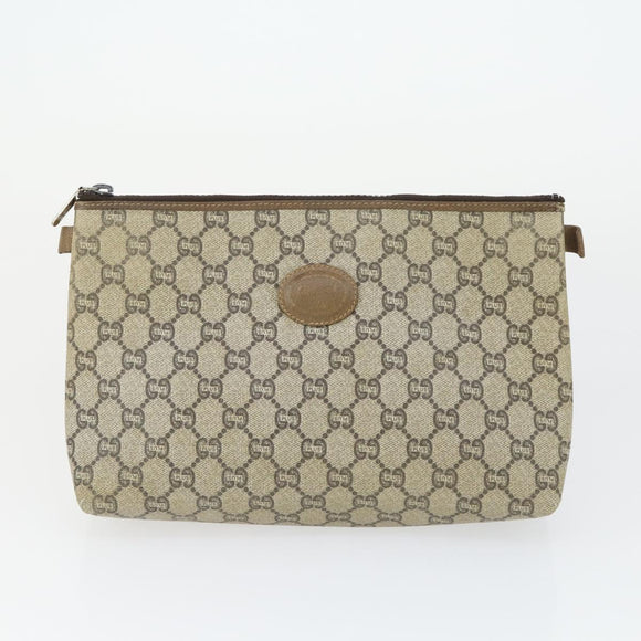 GUCCI GG Canvas GG Plus Sherry Line Bag PVC 3 Set Beige Navy Auth 155246