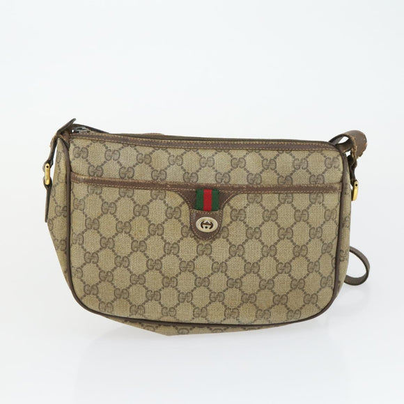 GUCCI GG Canvas GG Plus Sherry Line Bag PVC 3 Set Beige Navy Auth 155246