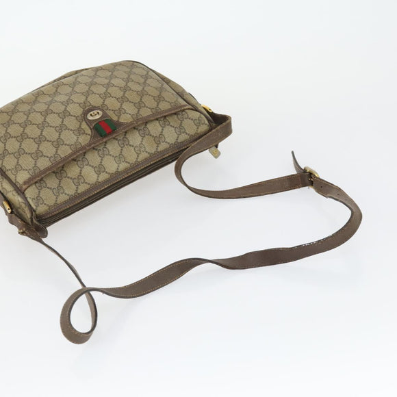 GUCCI GG Canvas GG Plus Sherry Line Bag PVC 3 Set Beige Navy Auth 155246