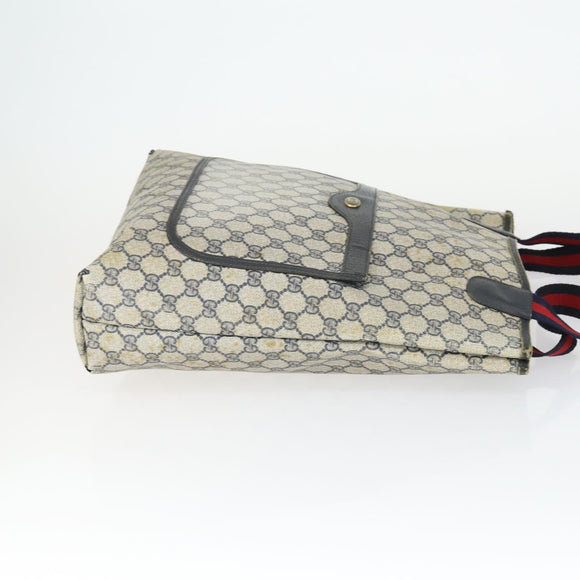 GUCCI GG Canvas GG Plus Sherry Line Bag PVC 3 Set Beige Navy Auth 155246