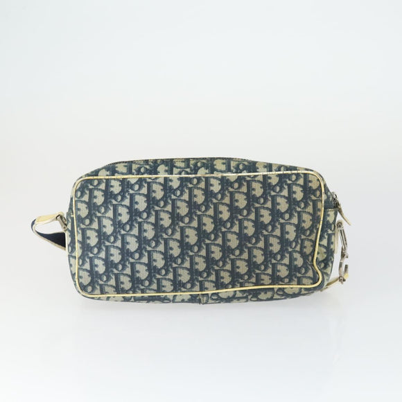 Christian Dior Trotter Honeycomb Canvas Bag PVC 2 Set Navy Beige Auth 155247