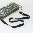 Christian Dior Trotter Honeycomb Canvas Bag PVC 2 Set Navy Beige Auth 155247-5