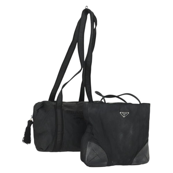 PRADA Bag Nylon 2 Set Black Auth 155249