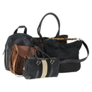 GUCCI Bag Leather Canvas Suede 5 Set Brown Black Auth 155250-1