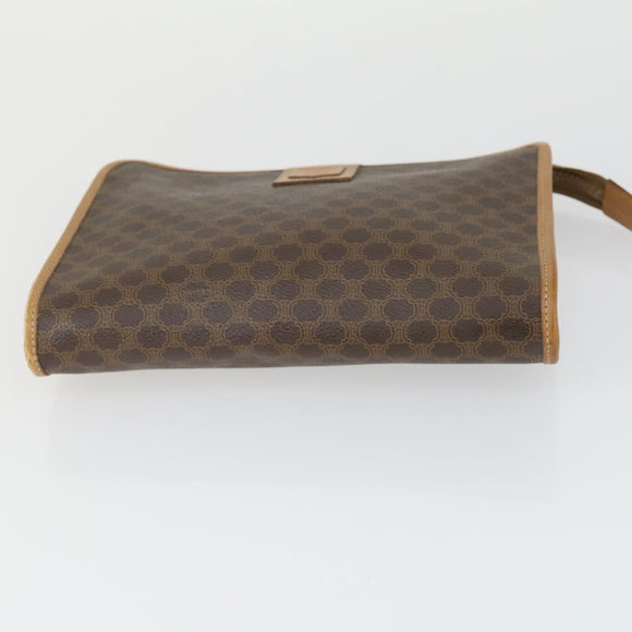 CELINE Macadam Canvas Clutch Bag PVC Leather 2 Set Brown Red Auth 155251