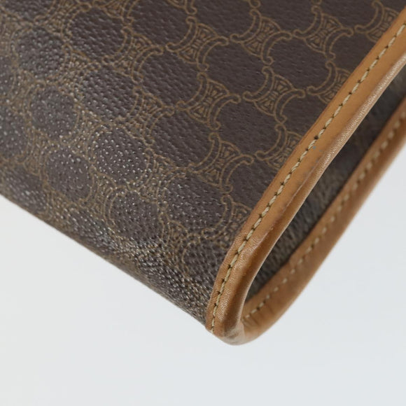 CELINE Macadam Canvas Clutch Bag PVC Leather 2 Set Brown Red Auth 155251