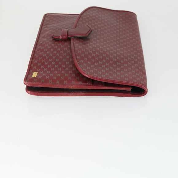 CELINE Macadam Canvas Clutch Bag PVC Leather 2 Set Brown Red Auth 155251