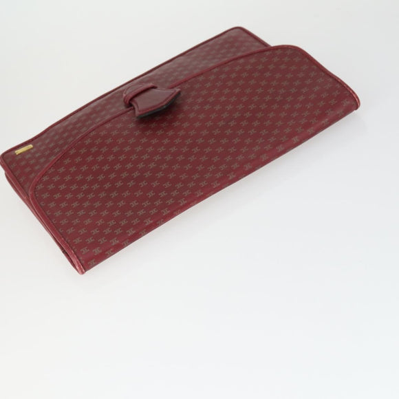 CELINE Macadam Canvas Clutch Bag PVC Leather 2 Set Brown Red Auth 155251