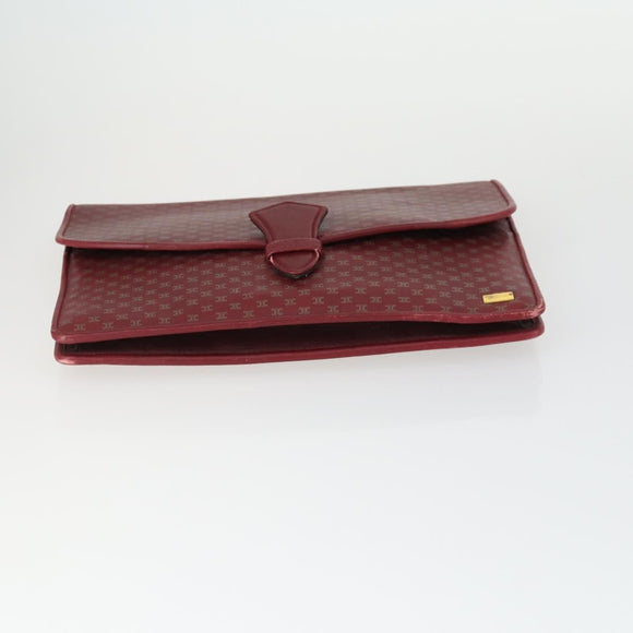 CELINE Macadam Canvas Clutch Bag PVC Leather 2 Set Brown Red Auth 155251