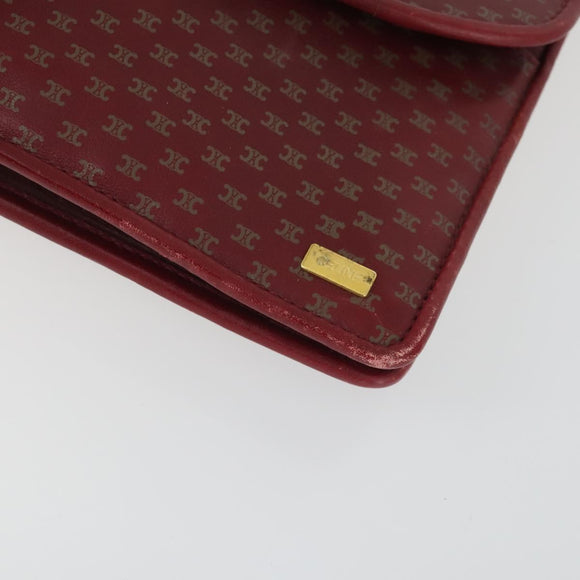 CELINE Macadam Canvas Clutch Bag PVC Leather 2 Set Brown Red Auth 155251