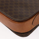 CELINE Macadam Canvas Shoulder Bag PVC Leather Brown Gold Auth 155288-15