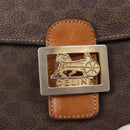 CELINE Macadam Canvas Shoulder Bag PVC Leather Brown Gold Auth 155288-17