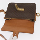 CELINE Macadam Canvas Shoulder Bag PVC Leather Brown Gold Auth 155288-18