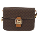 CELINE Macadam Canvas Shoulder Bag PVC Leather Brown Gold Auth 155288-2