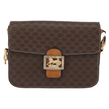 CELINE Macadam Canvas Shoulder Bag PVC Leather Brown Gold Auth 155288 - 0