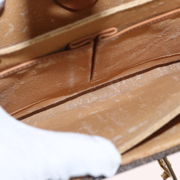 CELINE Macadam Canvas Shoulder Bag PVC Leather Brown Gold Auth 155288