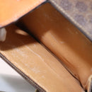 CELINE Macadam Canvas Shoulder Bag PVC Leather Brown Gold Auth 155288-23