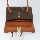 CELINE Macadam Canvas Shoulder Bag PVC Leather Brown Gold Auth 155289-16