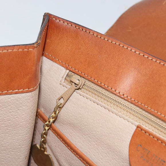 CELINE Macadam Canvas Shoulder Bag PVC Leather Brown Gold Auth 155289