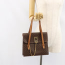 CELINE Macadam Canvas Shoulder Bag PVC Leather Brown Gold Auth 155289-25