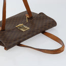 CELINE Macadam Canvas Shoulder Bag PVC Leather Brown Gold Auth 155289-6