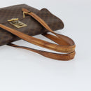 CELINE Macadam Canvas Shoulder Bag PVC Leather Brown Gold Auth 155289-7