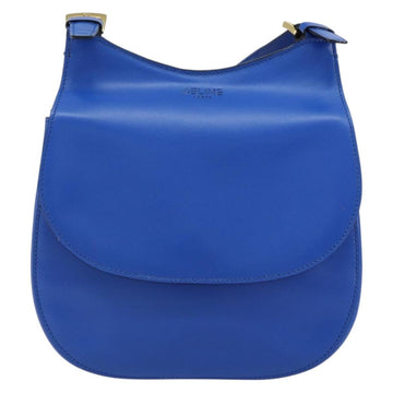 CELINE Shoulder Bag Leather Blue Gold Auth 155291 - 0