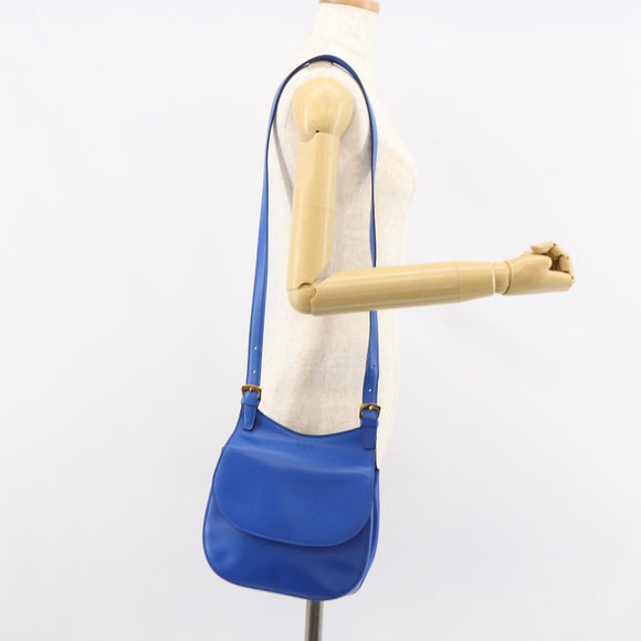 CELINE Shoulder Bag Leather Blue Gold Auth 155291