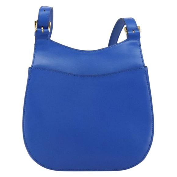 CELINE Shoulder Bag Leather Blue Gold Auth 155291