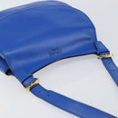 CELINE Shoulder Bag Leather Blue Gold Auth 155291-6