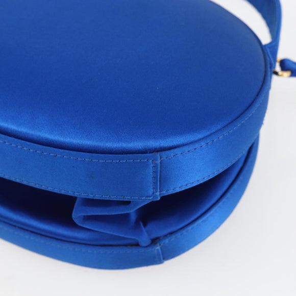 LOEWE Hand Bag Satin 2way Blue Gold Auth 155292