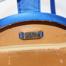 LOEWE Hand Bag Satin 2way Blue Gold Auth 155292-11