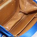 LOEWE Hand Bag Satin 2way Blue Gold Auth 155292-12