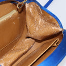 LOEWE Hand Bag Satin 2way Blue Gold Auth 155292-19