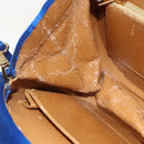 LOEWE Hand Bag Satin 2way Blue Gold Auth 155292-20
