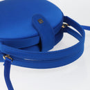 LOEWE Hand Bag Satin 2way Blue Gold Auth 155292-7