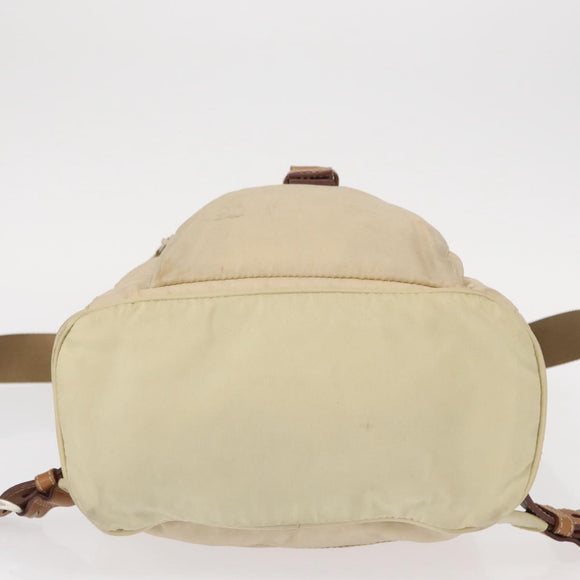 PRADA Backpack Nylon Beige Silver Auth 155293