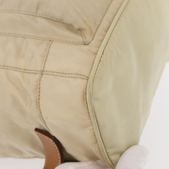 PRADA Backpack Nylon Beige Silver Auth 155293