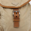 PRADA Backpack Nylon Beige Silver Auth 155293-20