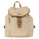 PRADA Backpack Nylon Beige Silver Auth 155293-13