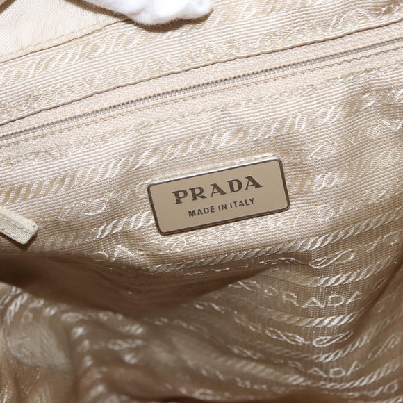 PRADA Backpack Nylon Beige Silver Auth 155293
