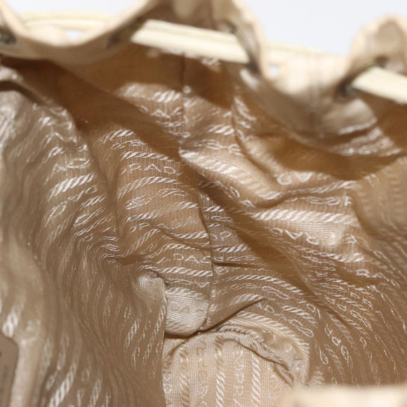 PRADA Backpack Nylon Beige Silver Auth 155293