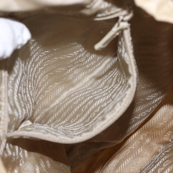 PRADA Backpack Nylon Beige Silver Auth 155293