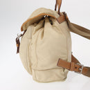 PRADA Backpack Nylon Beige Silver Auth 155293-3