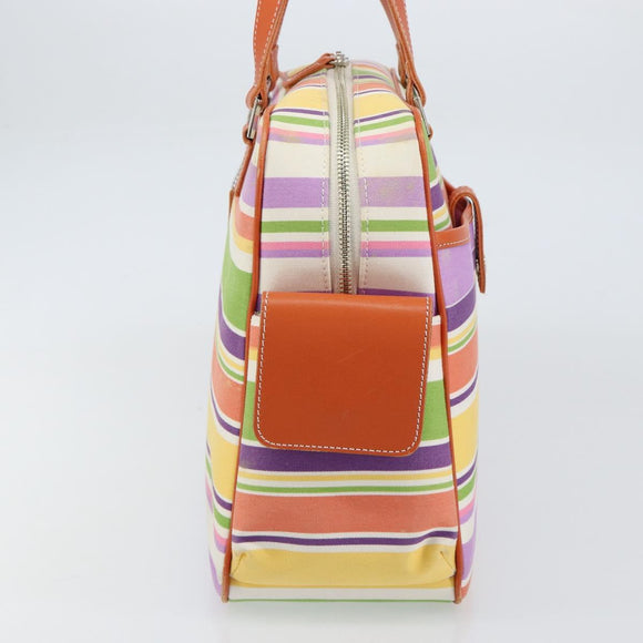 BURBERRY Blue Label Hand Bag Canvas Multicolor Silver Auth 155294