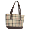 BURBERRY Nova Check Tote Bag Canvas Beige Gold Auth 155295-1