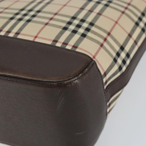 BURBERRY Nova Check Tote Bag Canvas Beige Gold Auth 155295