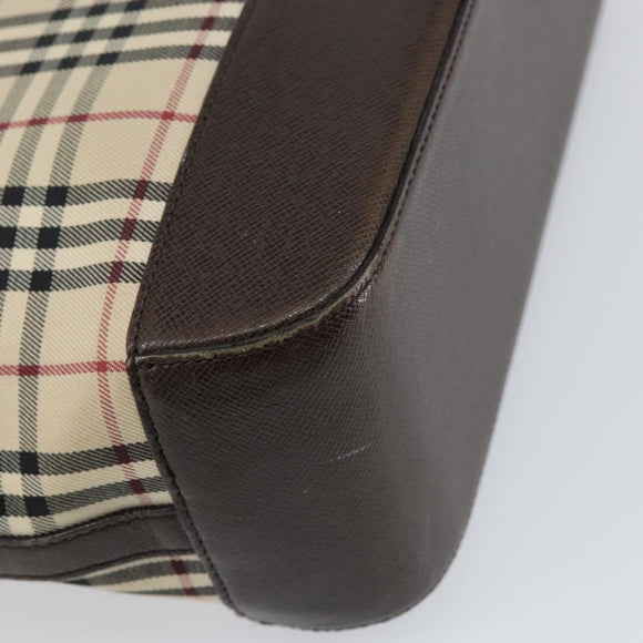 BURBERRY Nova Check Tote Bag Canvas Beige Gold Auth 155295