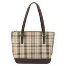 BURBERRY Nova Check Tote Bag Canvas Beige Gold Auth 155295-13