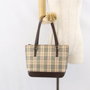 BURBERRY Nova Check Tote Bag Canvas Beige Gold Auth 155295-24